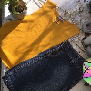 Button Denim skirt w new Sunshine yellow Zara top